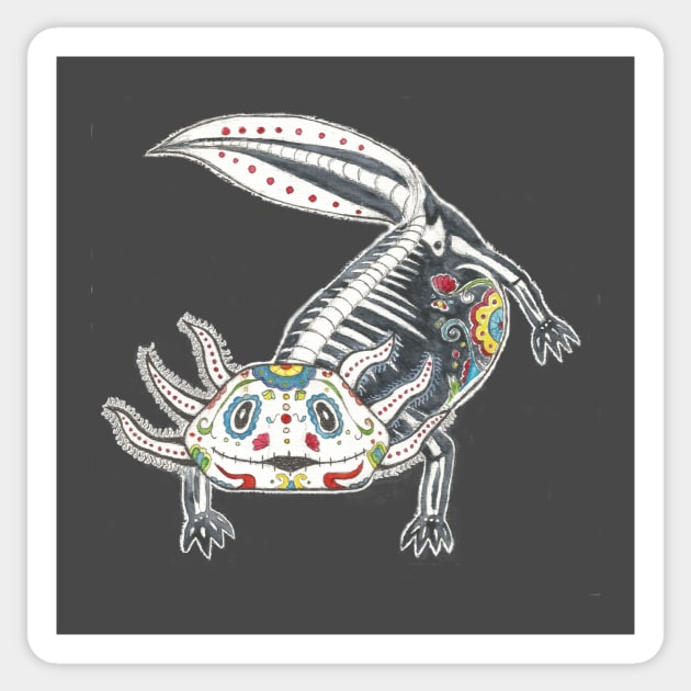 Day of the Dead Axolotl Sticker by kktibbs